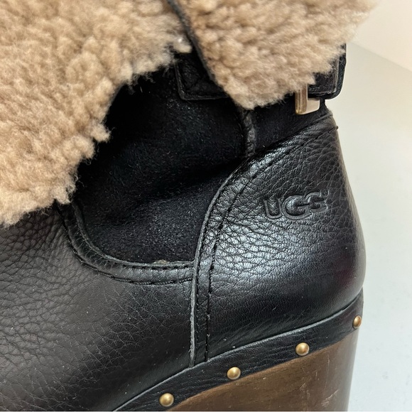 Ugg Clog Style Round Toe Heel Shearling Lined Boots Sz 8 - Picture 5 of 11